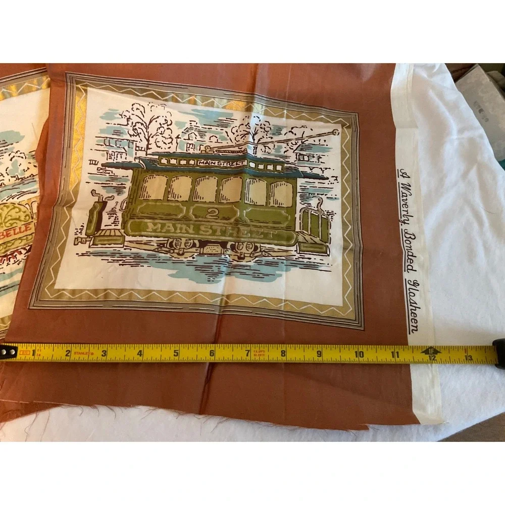 2 WAVERLY DECORATIVE FABRICS 100% COTTON W-59 MAYBELLE BOAT CABLE CAR SAMPLES
